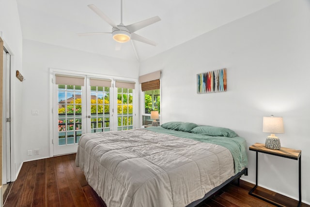 3795 Kelii Pl, Princeville, HI 96722 - bedroom featuring french doors, access to outside, hardwood / wood-style flooring, and ceiling fan