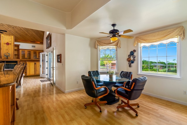 6201-B Kawaiihau Rd Unit B, Kapaa, HI 96746 - dining area featuring light wood-type flooring and a ceiling fan
