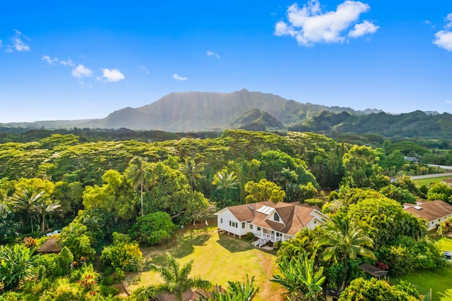 6201-B Kawaiihau Rd Unit B, Kapaa, HI 96746 - view from above of property featuring a mountainous background and a heavily wooded area