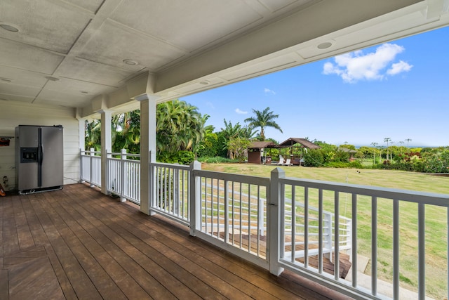 6201-B Kawaiihau Rd Unit B, Kapaa, HI 96746 - wooden porch with a lawn and a gazebo