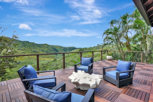 6003-B Halaulani Pl Unit 2, Kilauea, HI 96754 - deck featuring an outdoor living space and a forest view