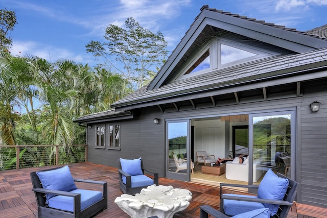 6003-B Halaulani Pl Unit 2, Kilauea, HI 96754 - wooden terrace with an outdoor hangout area