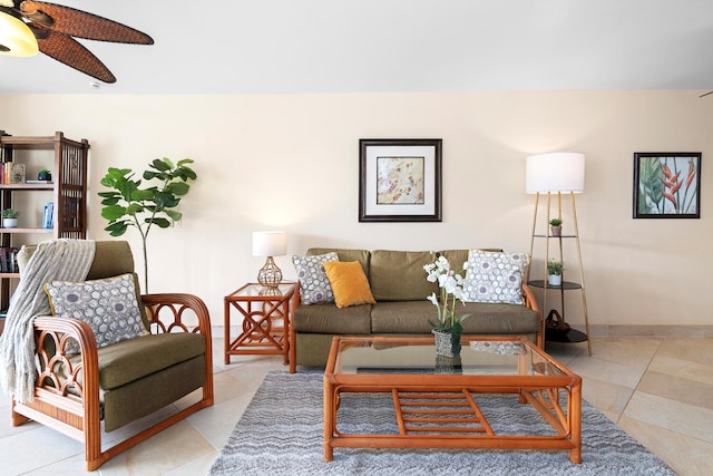 78-6800 Alii Dr Unit 7202, Kailua-Kona, HI 96740 - living room featuring ceiling fan and tile patterned floors