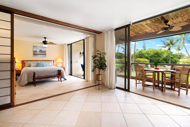 78-6800 Alii Dr Unit 7202, Kailua-Kona, HI 96740 - bedroom featuring light tile patterned floors, access to outside, and floor to ceiling windows