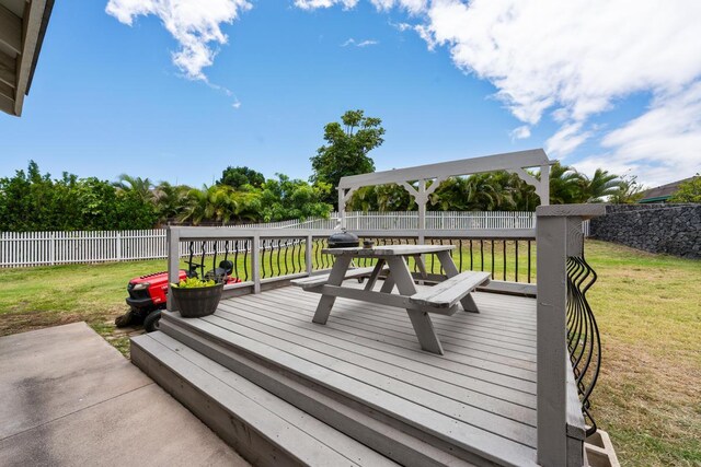 68-1760 Nawili Pl, Waikoloa, HI 96738 - wooden deck featuring a fenced backyard