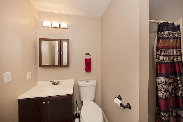 15-2736 Ahi St, Pahoa, HI 96778 - bathroom with vanity, a shower with shower curtain, and a textured ceiling