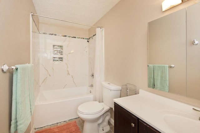 15-2736 Ahi St, Pahoa, HI 96778 - bathroom featuring vanity, shower / bath combo, tile patterned flooring, and a textured ceiling