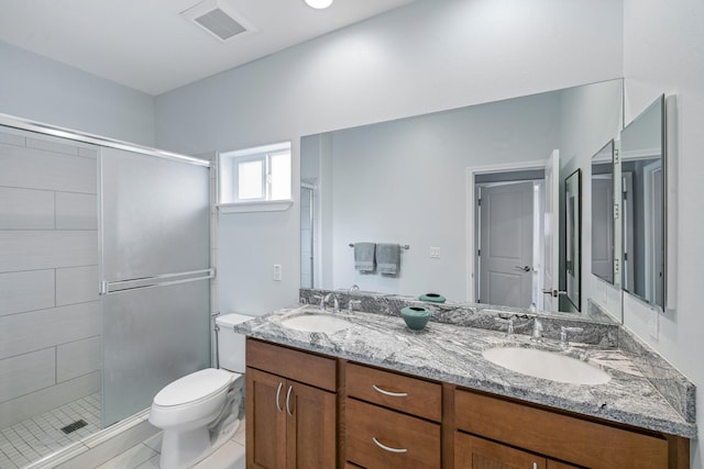 68-2182 Laakea Way, Waikoloa, HI 96738 - full bathroom featuring double vanity, a shower stall, and tile patterned floors
