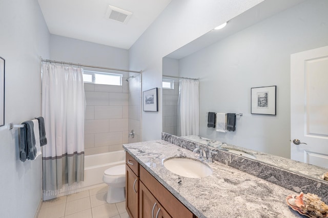 68-2182 Laakea Way, Waikoloa, HI 96738 - full bathroom with vanity, shower / tub combo with curtain, and tile patterned flooring