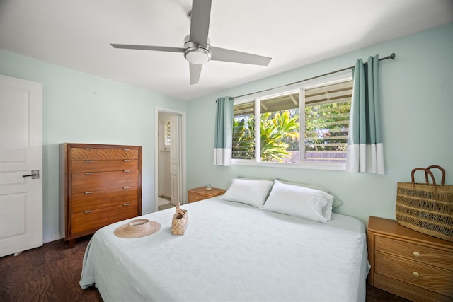 2375 Kipuka St, Koloa, HI 96756 - bedroom featuring dark wood-style floors and a ceiling fan