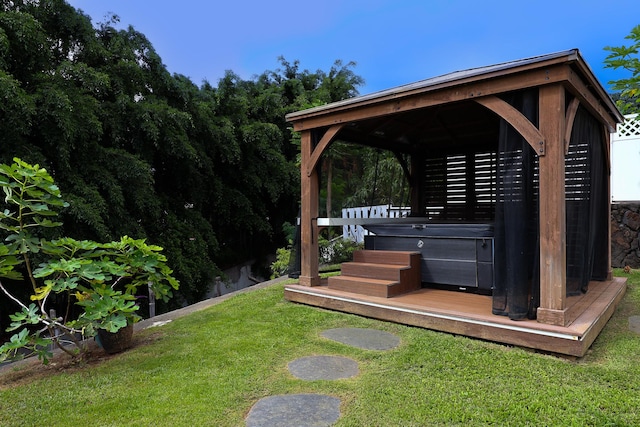 76-206 Kealoha St Unit 2A, Kailua-Kona, HI 96740 - view of grassy yard featuring a hot tub and a gazebo