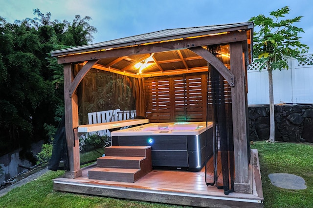 76-206 Kealoha St Unit 2A, Kailua-Kona, HI 96740 - wooden deck with a hot tub and a gazebo