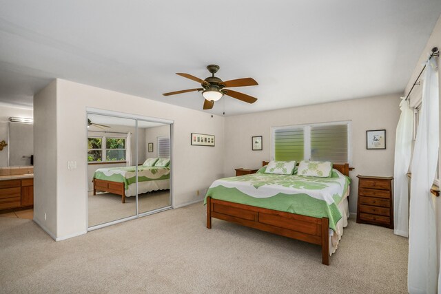 2364-C Hulemalu Rd, Lihue, HI 96766 - carpeted bedroom with a closet, ceiling fan, and ensuite bath