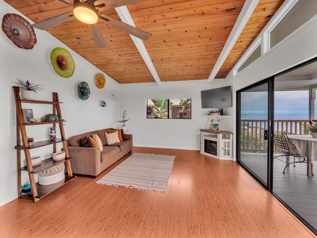 87-3216 Carissa Rd, Captain Cook, HI 96704 - living room featuring a ceiling fan, wood finished floors, and wooden ceiling