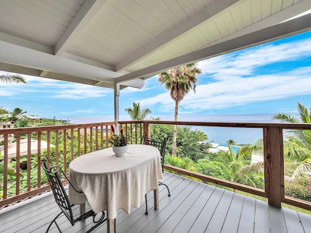 87-3216 Carissa Rd, Captain Cook, HI 96704 - deck with outdoor dining space and a water view