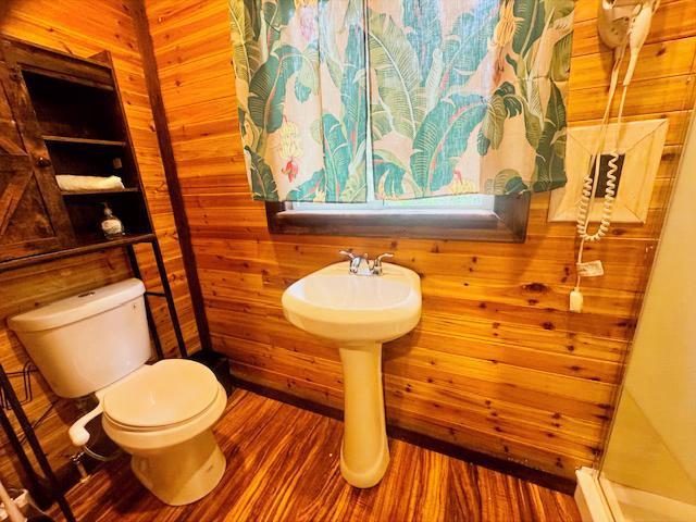 18-2026 Mahena St, Volcano, HI 96785 - bathroom featuring wooden walls and wood finished floors