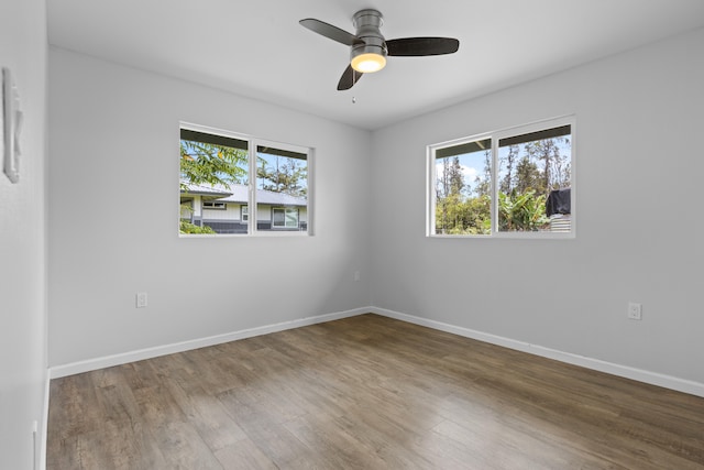 16-2098 Pikake Dr, Pahoa, HI 96778 - empty room with healthy amount of natural light, wood finished floors, and ceiling fan