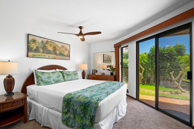 1870 Hoone Rd Unit 511, Koloa, HI 96756 - carpeted bedroom featuring access to exterior and a ceiling fan