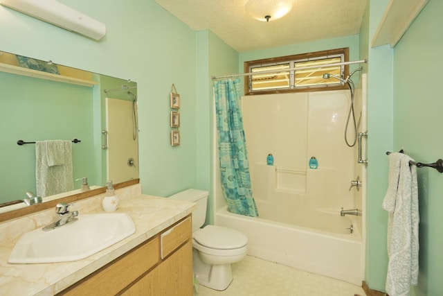 16-295 Orchidland Dr, Kurtistown, HI 96760 - bathroom featuring vanity, shower / bath combo, a textured ceiling, and tile patterned floors