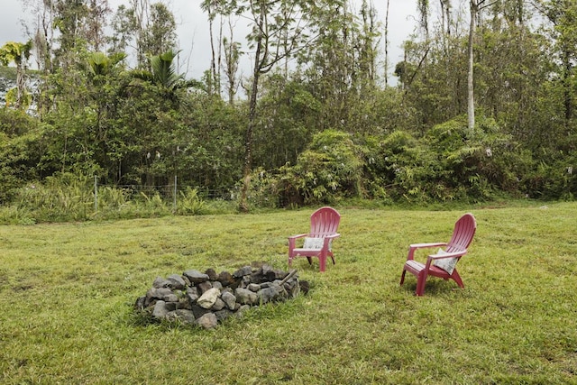 16-295 Orchidland Dr, Kurtistown, HI 96760 - view of green lawn with a fire pit