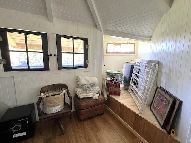 15-1884 9th Ave, Keaau, HI 96749 - sitting room featuring hardwood / wood-style flooring and wooden walls