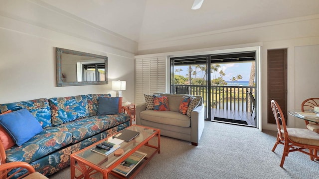 2253 Poipu Rd Unit 218, Koloa, HI 96756 - carpeted living room with vaulted ceiling