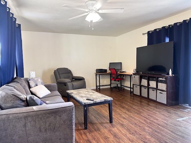 76-6303 Haku Pl, Kailua-Kona, HI 96740 - living area with dark wood-style flooring and ceiling fan