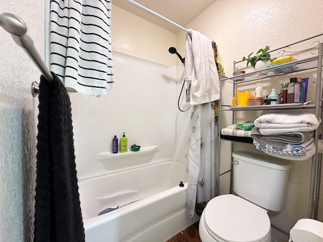 76-6303 Haku Pl, Kailua-Kona, HI 96740 - bathroom with shower / tub combo, wood finished floors, and a textured wall