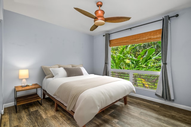 2895 Wawae Rd, Kalaheo, HI 96741 - bedroom with wood finished floors and ceiling fan