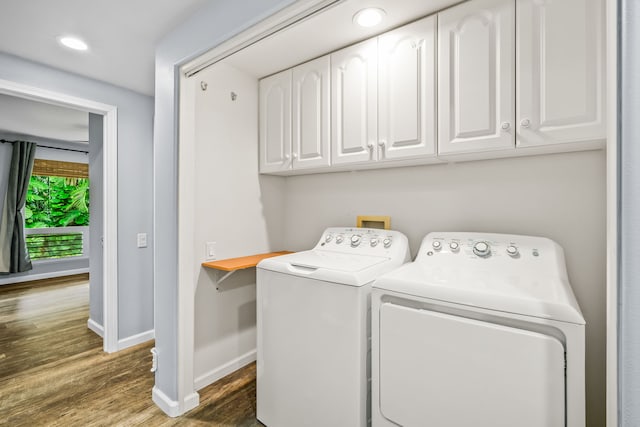 2895 Wawae Rd, Kalaheo, HI 96741 - laundry room with independent washer and dryer, wood finished floors, cabinet space, and recessed lighting