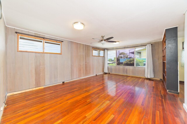 81-6356 Keopuka Pl, Captain Cook, HI 96750 - unfurnished room featuring wood-type flooring, ceiling fan, and wood walls