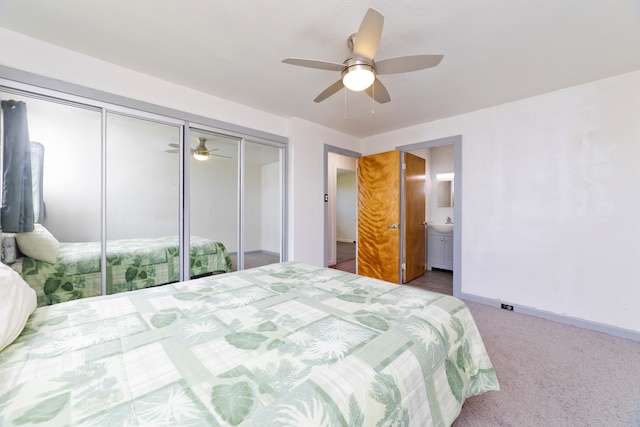 81-6356 Keopuka Pl, Captain Cook, HI 96750 - carpeted bedroom with a closet, a ceiling fan, and ensuite bath