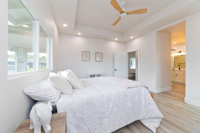 15-1713 32nd Ave, Keaau, HI 96749 - bedroom with light wood-type flooring, recessed lighting, connected bathroom, and a ceiling fan