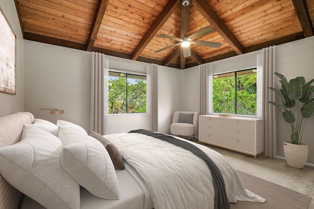 4460 Kai Ikena Dr, Kalaheo, HI 96741 - bedroom with multiple windows, wooden ceiling, carpet flooring, and ceiling fan