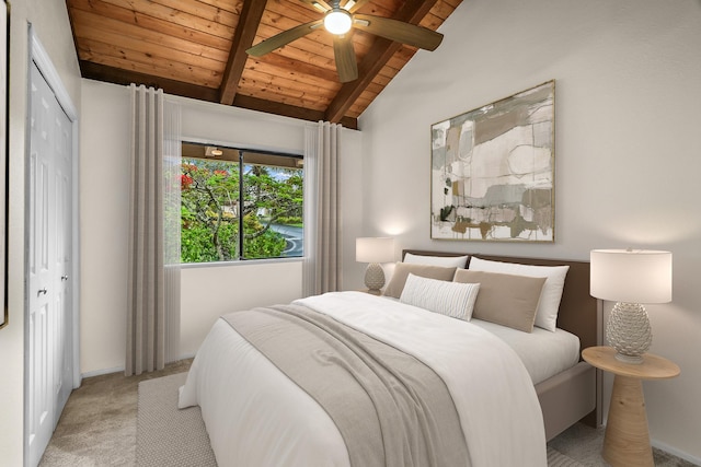 4460 Kai Ikena Dr, Kalaheo, HI 96741 - carpeted bedroom featuring wooden ceiling and a closet