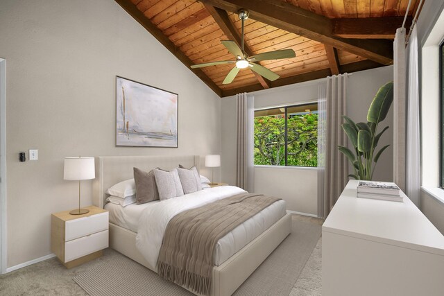 4460 Kai Ikena Dr, Kalaheo, HI 96741 - bedroom with wooden ceiling, light colored carpet, and ceiling fan