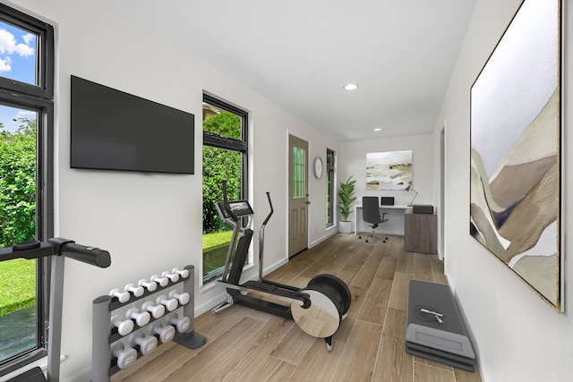 4460 Kai Ikena Dr, Kalaheo, HI 96741 - workout area with wood finished floors and recessed lighting