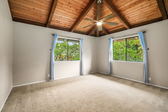 4460 Kai Ikena Dr, Kalaheo, HI 96741 - empty room with carpet, a ceiling fan, plenty of natural light, and wooden ceiling