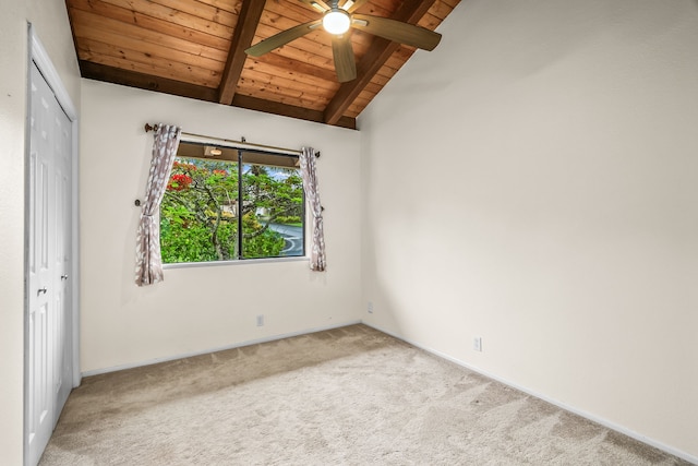 4460 Kai Ikena Dr, Kalaheo, HI 96741 - unfurnished bedroom with wooden ceiling, carpet flooring, a closet, and a ceiling fan