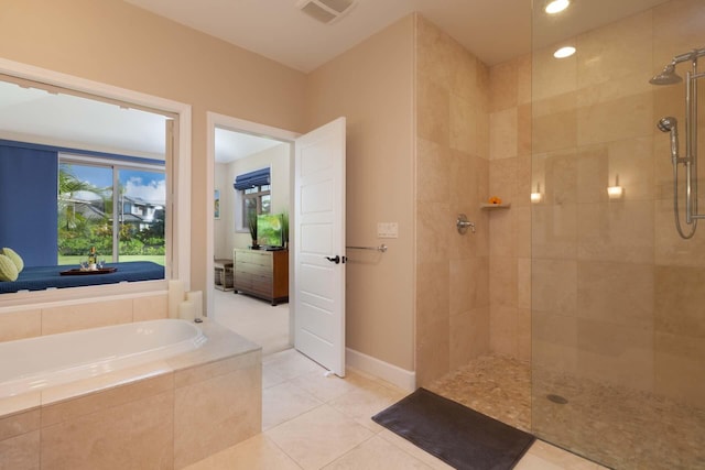 68-1122 Kaniku Dr Unit 426, Kamuela, HI 96743 - full bath featuring a garden tub, walk in shower, and tile patterned flooring