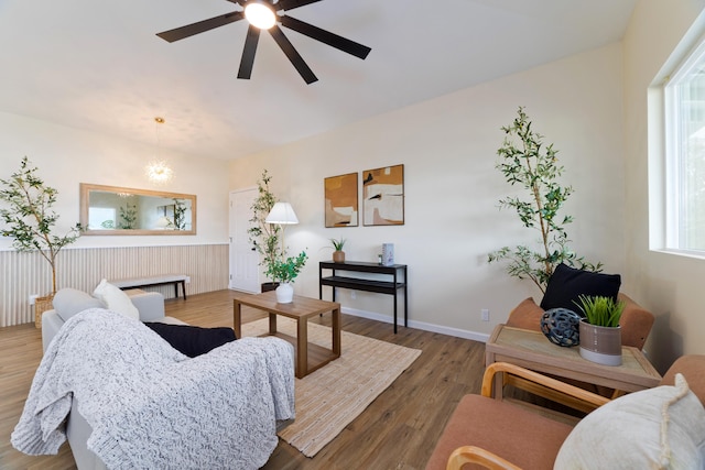 16-2102 Leilani Dr, Pahoa, HI 96778 - living area with a ceiling fan and wood finished floors