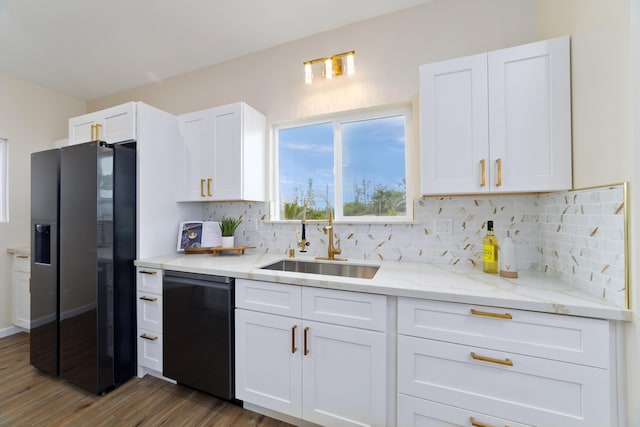 16-2102 Leilani Dr, Pahoa, HI 96778 - kitchen with dishwashing machine, refrigerator with ice dispenser, wood finished floors, decorative backsplash, and white cabinets