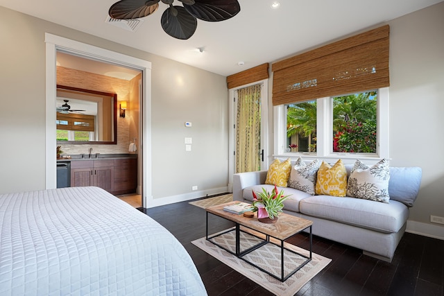 5599 Holo Malanai St, Koloa, HI 96756 - bedroom featuring dark wood-type flooring, ensuite bath, and recessed lighting