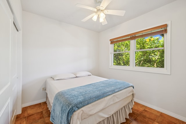 2645 Keoki Pl, Kalaheo, HI 96741 - bedroom featuring a closet, tile patterned floors, and ceiling fan