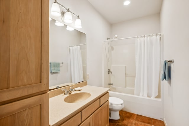 2645 Keoki Pl, Kalaheo, HI 96741 - bathroom with vanity, shower / tub combo with curtain, tile patterned floors, and recessed lighting