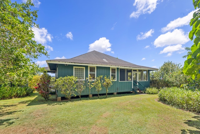 2645 Keoki Pl, Kalaheo, HI 96741 - back of house with a yard and roof with shingles