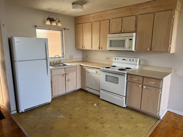 75-5766 Kuakini Hwy Unit 210, Kailua-Kona, HI 96740 - kitchen featuring white appliances, light countertops, and a textured ceiling