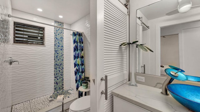 2253 Poipu Rd Unit 216, Koloa, HI 96756 - full bathroom with tiled shower, vanity, and recessed lighting