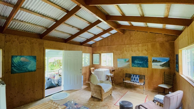 11-3170 Anuhea St, Volcano, HI 96785 - living area with lofted ceiling and wood walls