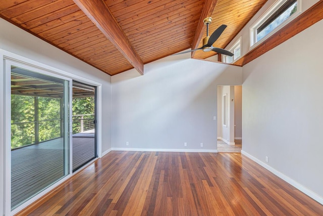 4417-B Kahili Makai St Unit D, Kilauea, HI 96754 - empty room with healthy amount of natural light, wooden ceiling, wood finished floors, and ceiling fan